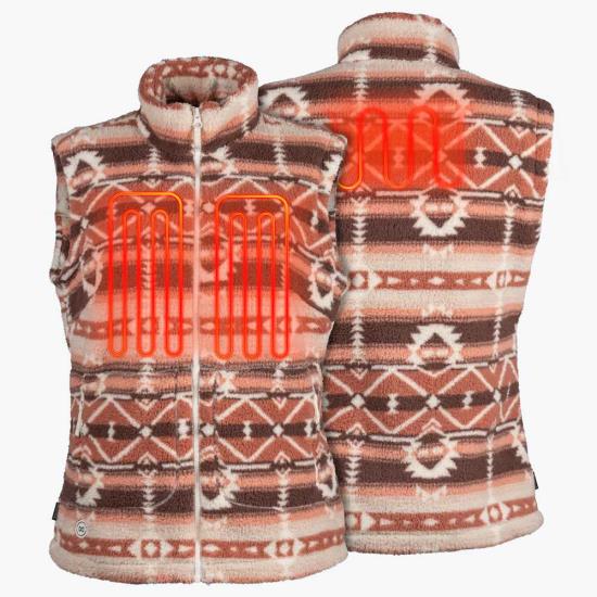 2Womens-Heated-Vest-Upland-Sherpa-Long-Clay-Aztec-LG